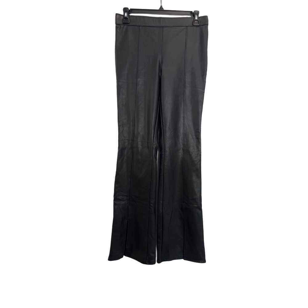 Abercrombie & Fitch black faux leather flare pants 15-16
